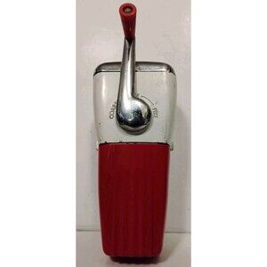 Vtg Magic Hostess Ice Crusher Hand Crank Chrome Red Mid Century Modern Barware